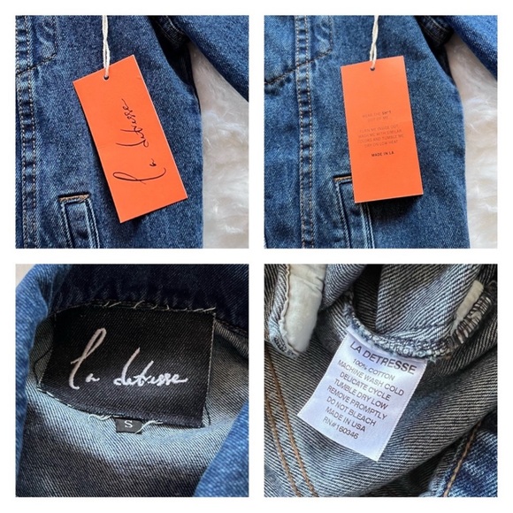 New! LA DETRESSE Logo Amnesia Retro Style Oversized Hand Print Denim Jacket - Picture 8 of 8